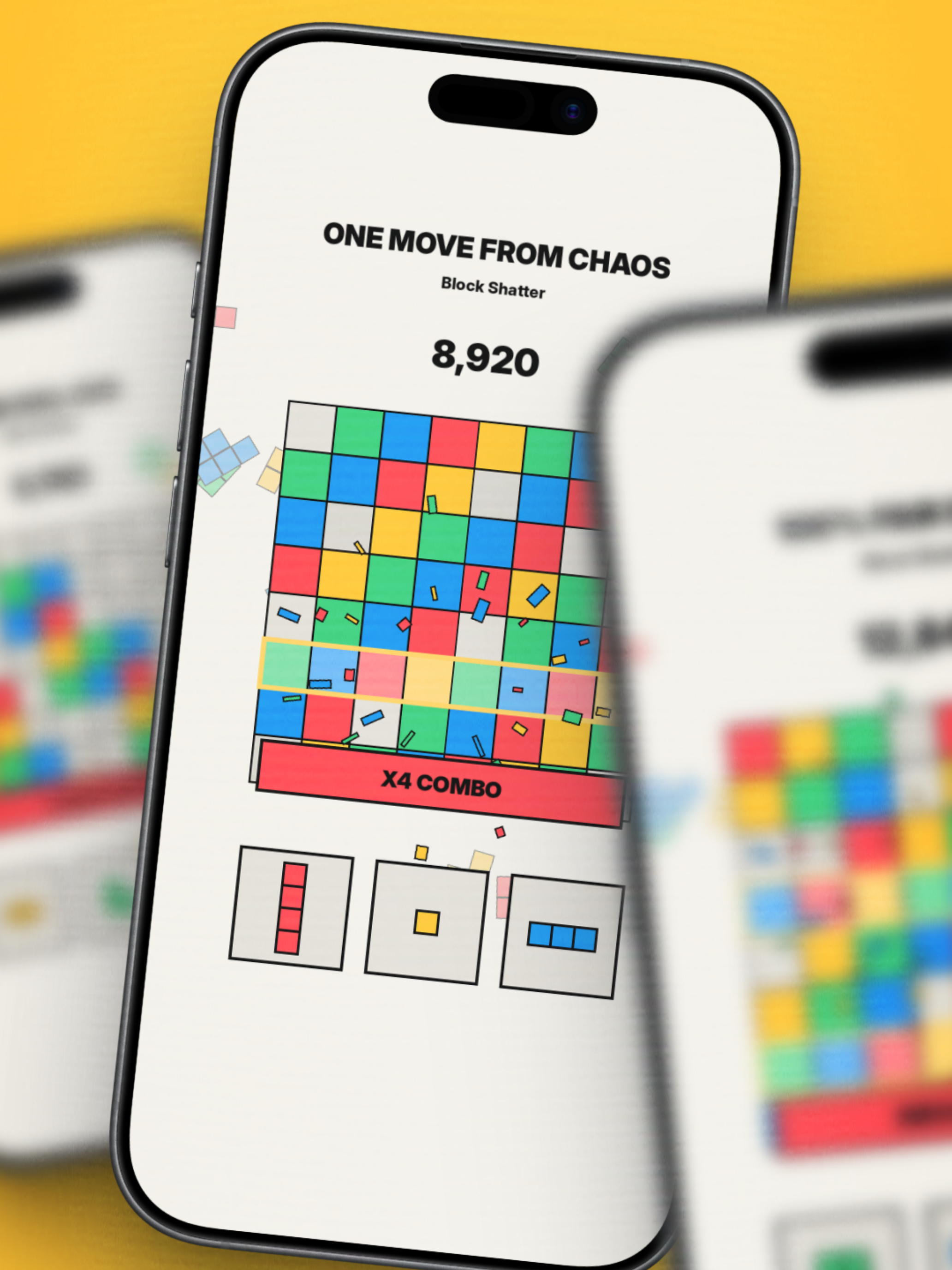 Block Shatter iPad gameplay screenshot with colorful board pressure.