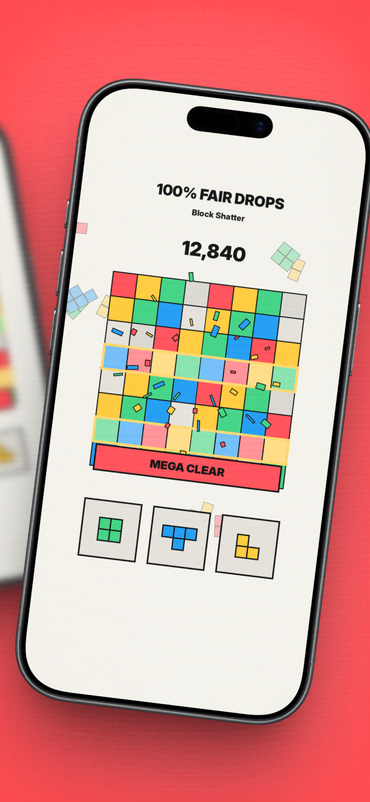 Block Shatter iPhone screenshot showing the classic grid puzzle layout.